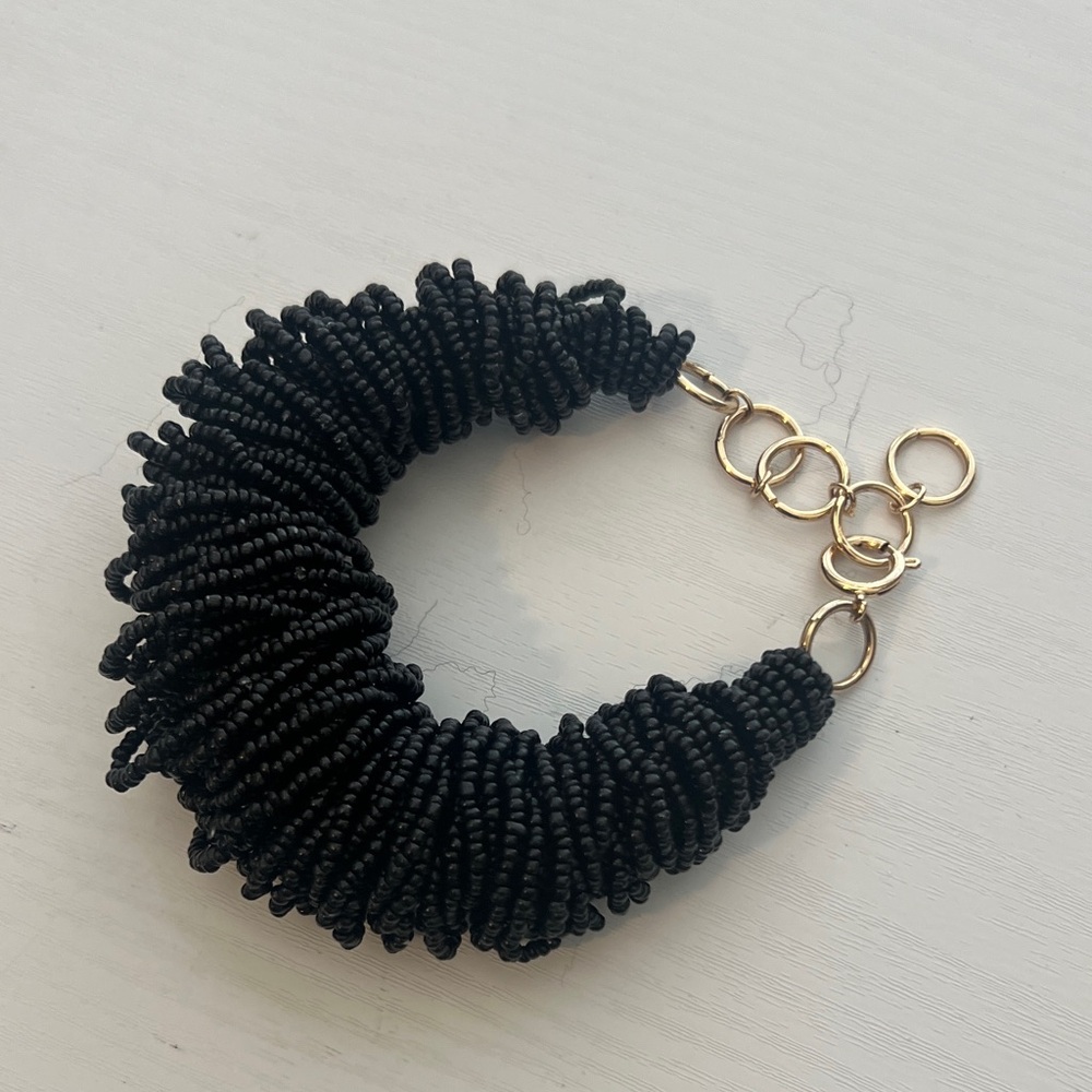 H&M Black Beaded Bracelet with Gold Rings